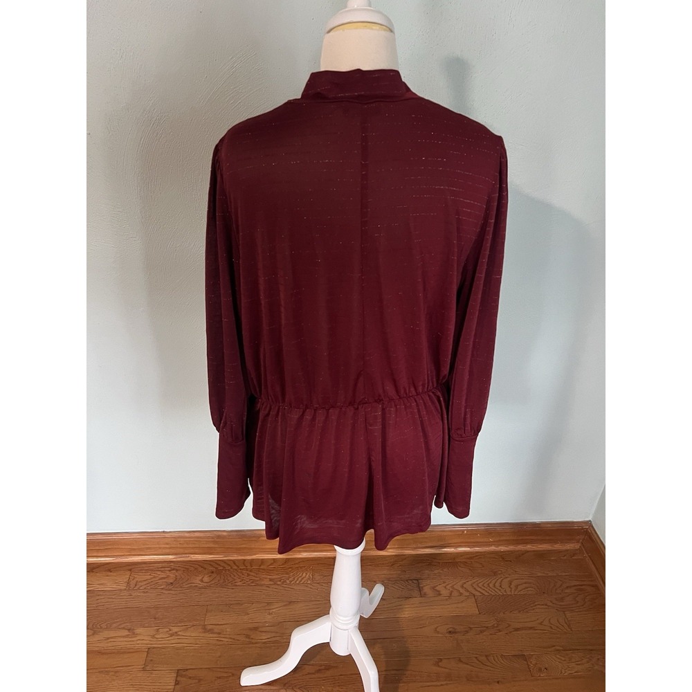 Lane Bryant Top Womens‎ 22/24 Plus Maroon The Swing Tunic Blouse Mock Neck Flowy - Picture 3 of 6